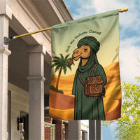 Mauritania Garden Flag with Sidi the Sahara Camel Cartoon and Desert Caravan Design