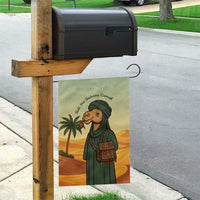 Mauritania Garden Flag with Sidi the Sahara Camel Cartoon and Desert Caravan Design