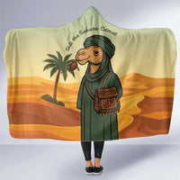 Mauritania Hooded Blanket with Sidi the Sahara Camel Cartoon and Desert Caravan Design