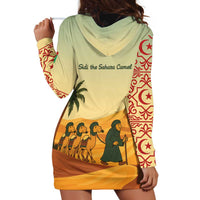 Mauritania Hoodie Dress with Sidi the Sahara Camel Cartoon and Desert Caravan Design