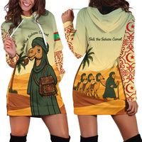 Mauritania Hoodie Dress with Sidi the Sahara Camel Cartoon and Desert Caravan Design