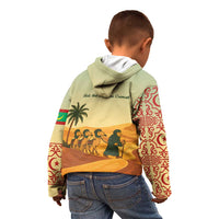 Mauritania Kid Hoodie with Sidi the Sahara Camel Cartoon and Desert Caravan Design