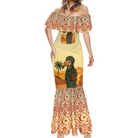 Mauritania Mermaid Dress with Sidi the Sahara Camel Cartoon and Desert Caravan Design