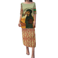 Mauritania Puletasi with Sidi the Sahara Camel Cartoon and Desert Caravan Design