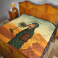 Mauritania Quilt with Sidi the Sahara Camel Cartoon and Desert Caravan Design