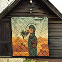 Mauritania Quilt with Sidi the Sahara Camel Cartoon and Desert Caravan Design