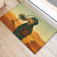 Mauritania Rubber Doormat with Sidi the Sahara Camel Cartoon and Desert Caravan Design
