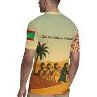 Mauritania Rugby Jersey with Sidi the Sahara Camel Cartoon and Desert Caravan Design