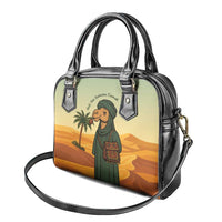 Mauritania Shoulder Handbag with Sidi the Sahara Camel Cartoon and Desert Caravan Design