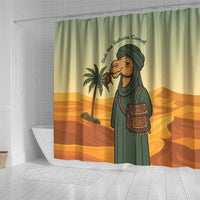 Mauritania Shower Curtain with Sidi the Sahara Camel Cartoon and Desert Caravan Design
