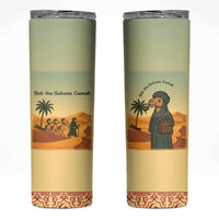 Mauritania Skinny Tumbler with Sidi the Sahara Camel Cartoon and Desert Caravan Design