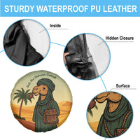 Mauritania Spare Tire Cover with Sidi the Sahara Camel Cartoon and Desert Caravan Design