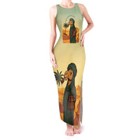 Mauritania Tank Maxi Dress with Sidi the Sahara Camel Cartoon and Desert Caravan Design