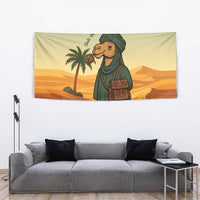 Mauritania Tapestry with Sidi the Sahara Camel Cartoon and Desert Caravan Design