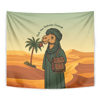 Mauritania Tapestry with Sidi the Sahara Camel Cartoon and Desert Caravan Design