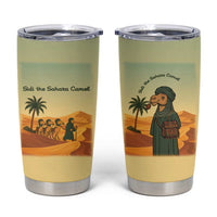 Mauritania Tumbler Cup with Sidi the Sahara Camel Cartoon and Desert Caravan Design