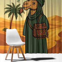 Mauritania Window Curtain with Sidi the Sahara Camel Cartoon and Desert Caravan Design
