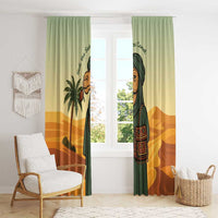 Mauritania Window Curtain with Sidi the Sahara Camel Cartoon and Desert Caravan Design