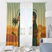 Mauritania Window Curtain with Sidi the Sahara Camel Cartoon and Desert Caravan Design