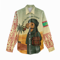 Mauritania Women Casual Shirt with Sidi the Sahara Camel Cartoon and Desert Caravan Design
