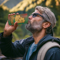 Mauritania 4 in 1 Can Cooler Tumbler with Desert Camel Crescent Moon and Palm Tree Graphic in Red Green Gold Pattern