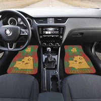 Mauritania Car Mats with Desert Camel Crescent Moon and Palm Tree Graphic in Red Green Gold Pattern