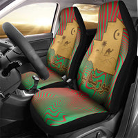 Mauritania Car Seat Cover with Desert Camel Crescent Moon and Palm Tree Graphic in Red Green Gold Pattern