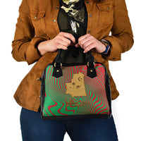 Mauritania Shoulder Handbag with Desert Camel Crescent Moon and Palm Tree Graphic in Red Green Gold Pattern