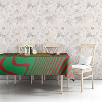 Mauritania Tablecloth with Desert Camel Crescent Moon and Palm Tree Graphic in Red Green Gold Pattern