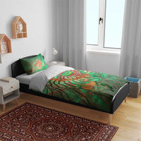Mauritania Bedding Set with Green Tie Dye Camel and Crescent Moon Flag Design
