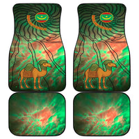 Mauritania Car Mats with Green Tie Dye Camel and Crescent Moon Flag Design