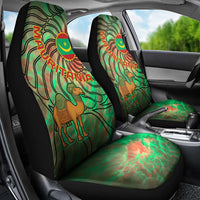 Mauritania Car Seat Cover with Green Tie Dye Camel and Crescent Moon Flag Design