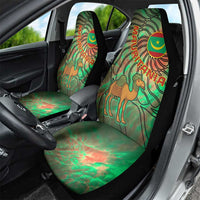 Mauritania Car Seat Cover with Green Tie Dye Camel and Crescent Moon Flag Design