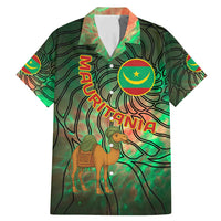 Mauritania Family Matching Mermaid Dress and Hawaiian Shirt with Green Tie Dye Camel and Crescent Moon Flag Design