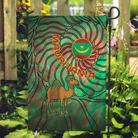 Mauritania Garden Flag with Green Tie Dye Camel and Crescent Moon Flag Design