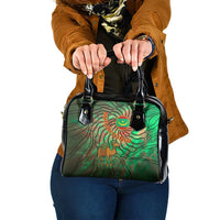 Mauritania Shoulder Handbag with Green Tie Dye Camel and Crescent Moon Flag Design