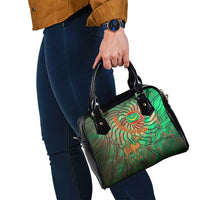 Mauritania Shoulder Handbag with Green Tie Dye Camel and Crescent Moon Flag Design