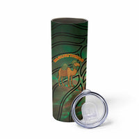 Mauritania Skinny Tumbler with Green Tie Dye Camel and Crescent Moon Flag Design