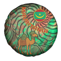 Mauritania Spare Tire Cover with Green Tie Dye Camel and Crescent Moon Flag Design