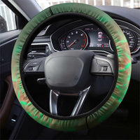 Mauritania Steering Wheel Cover with Green Tie Dye Camel and Crescent Moon Flag Design