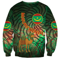 Mauritania Sweatshirt with Green Tie Dye Camel and Crescent Moon Flag Design