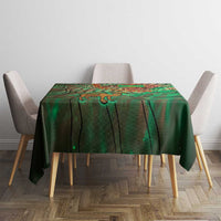 Mauritania Tablecloth with Green Tie Dye Camel and Crescent Moon Flag Design