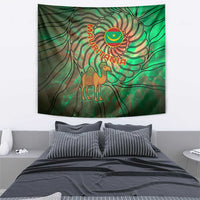 Mauritania Tapestry with Green Tie Dye Camel and Crescent Moon Flag Design