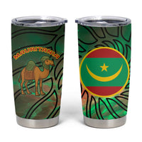 Mauritania Tumbler Cup with Green Tie Dye Camel and Crescent Moon Flag Design