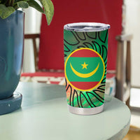 Mauritania Tumbler Cup with Green Tie Dye Camel and Crescent Moon Flag Design