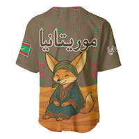 Mauritania Baseball Jersey with Cute Fennec Fox and Arabic Calligraphy Desert Design