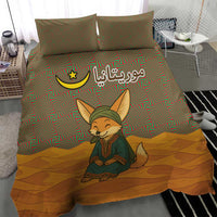 Mauritania Bedding Set with Cute Fennec Fox and Arabic Calligraphy Desert Design