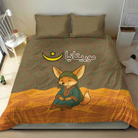 Mauritania Bedding Set with Cute Fennec Fox and Arabic Calligraphy Desert Design