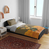Mauritania Bedding Set with Cute Fennec Fox and Arabic Calligraphy Desert Design