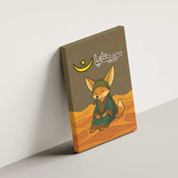 Mauritania Canvas Wall Art with Cute Fennec Fox and Arabic Calligraphy Desert Design
